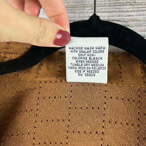 Vintage Westbound Brown Faux Suede Button-Down โ Eyelet Detail,โ Size XL - Picture 4 of 8
